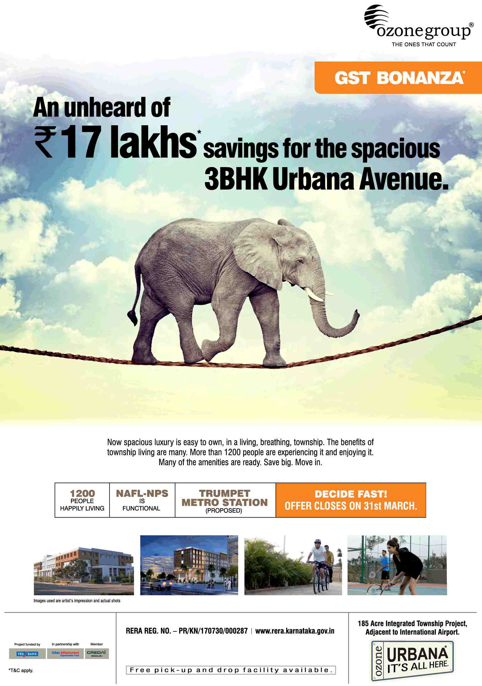 Save Rs 17 lakhs for spacious 3 BHK at Ozone Urbana Avenue in Devanahalli, Bangalore